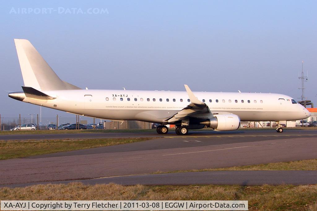 XA-AYJ, 2010 Embraer ERJ-190-100ECJ Lineage 1000 C/N 19000243, Executive 2010 Embraer ERJ-190-100ECJ, c/n: 19000243 departing from Luton for Bangor Int
