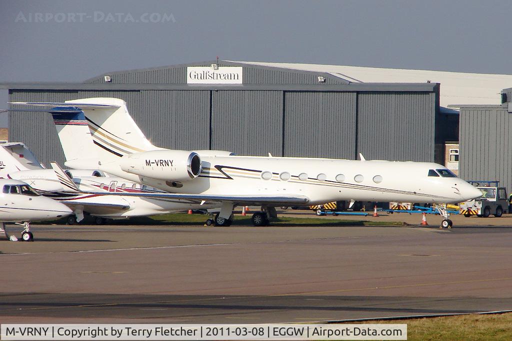 M-VRNY, 2008 Gulfstream Aerospace GV-SP (G550) C/N 5225, Gulfstream Aerospace GV-SP (G550), c/n: 5225 parked at Luton