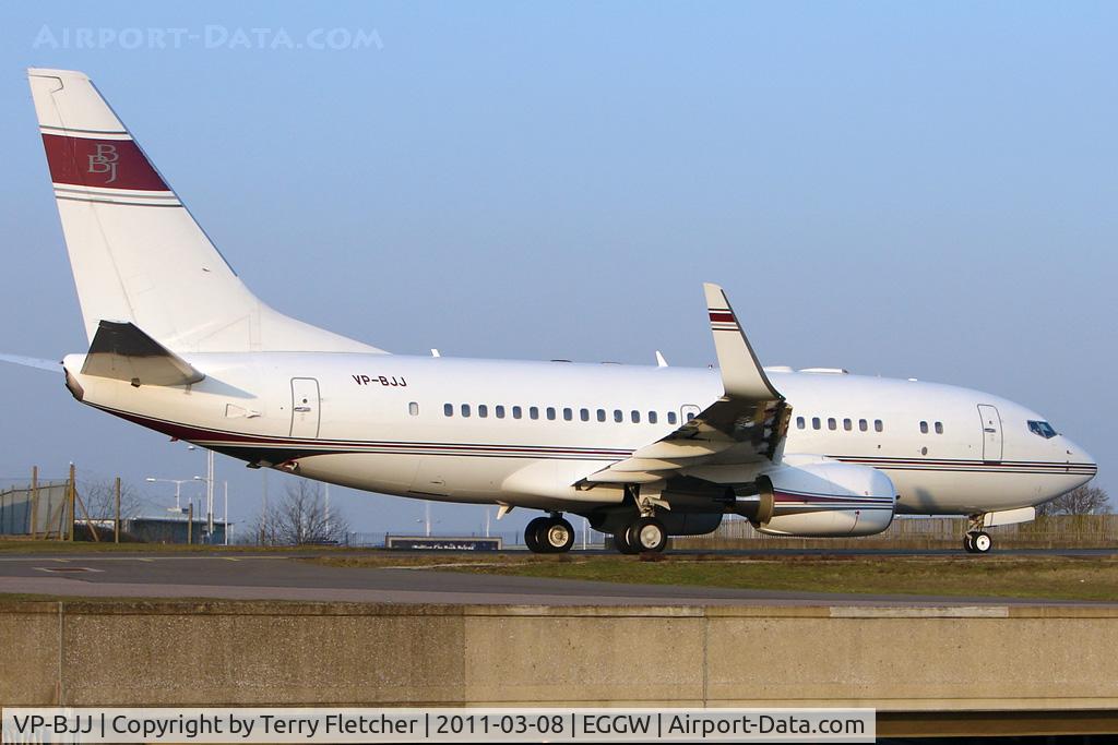 VP-BJJ, 1999 Boeing 737-7BC BBJ C/N 30330, Business Boeing 737-7BC, c/n: 30330 departs Luton for Barcelona