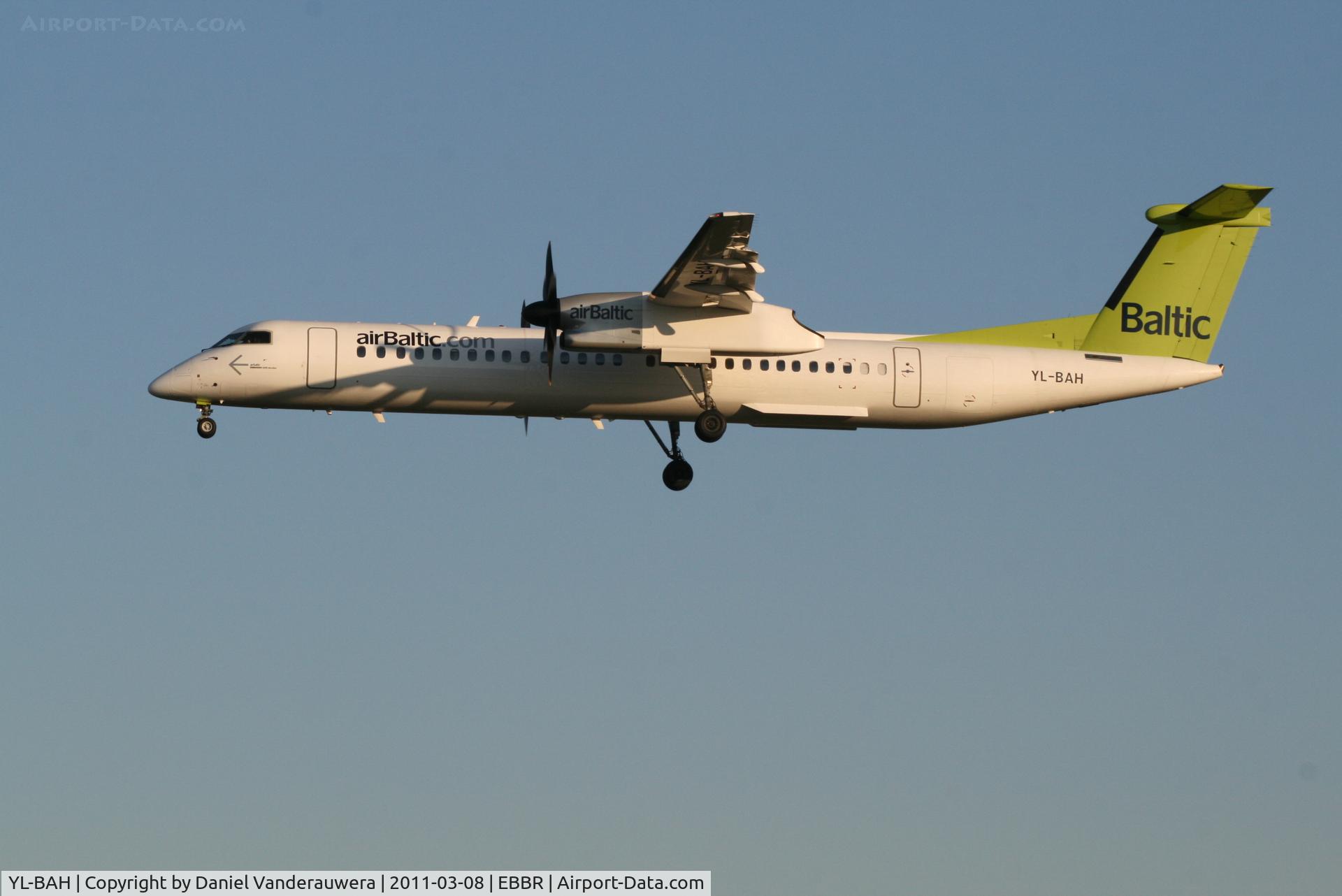 YL-BAH, 2010 De Havilland Canada DHC-8-402Q Dash 8 C/N 4296, Early arrival of flight BT601 to RWY 25L