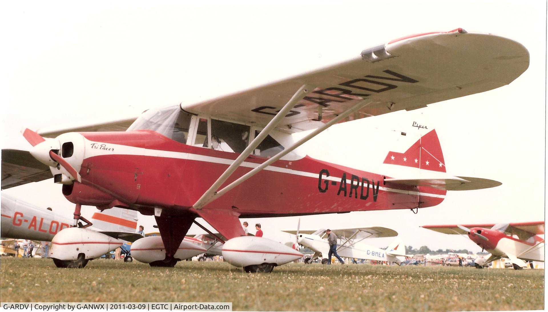 G-ARDV, 1960 Piper PA-22-160 Tri Pacer C/N 22-7487, Tri-Pacer G-ARDV seen at a 1980's PFA Rally at Cranfield, when owned by Bryan Hillman,
