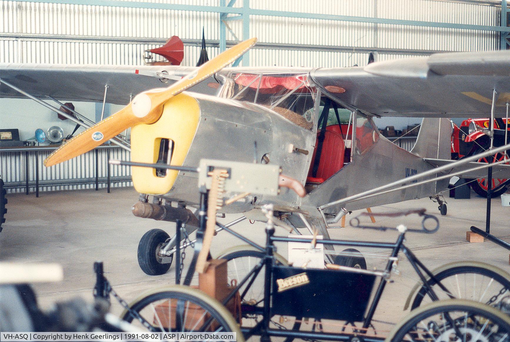 VH-ASQ, Auster J-1B Aiglet C/N 2747, Alice Springs Museum