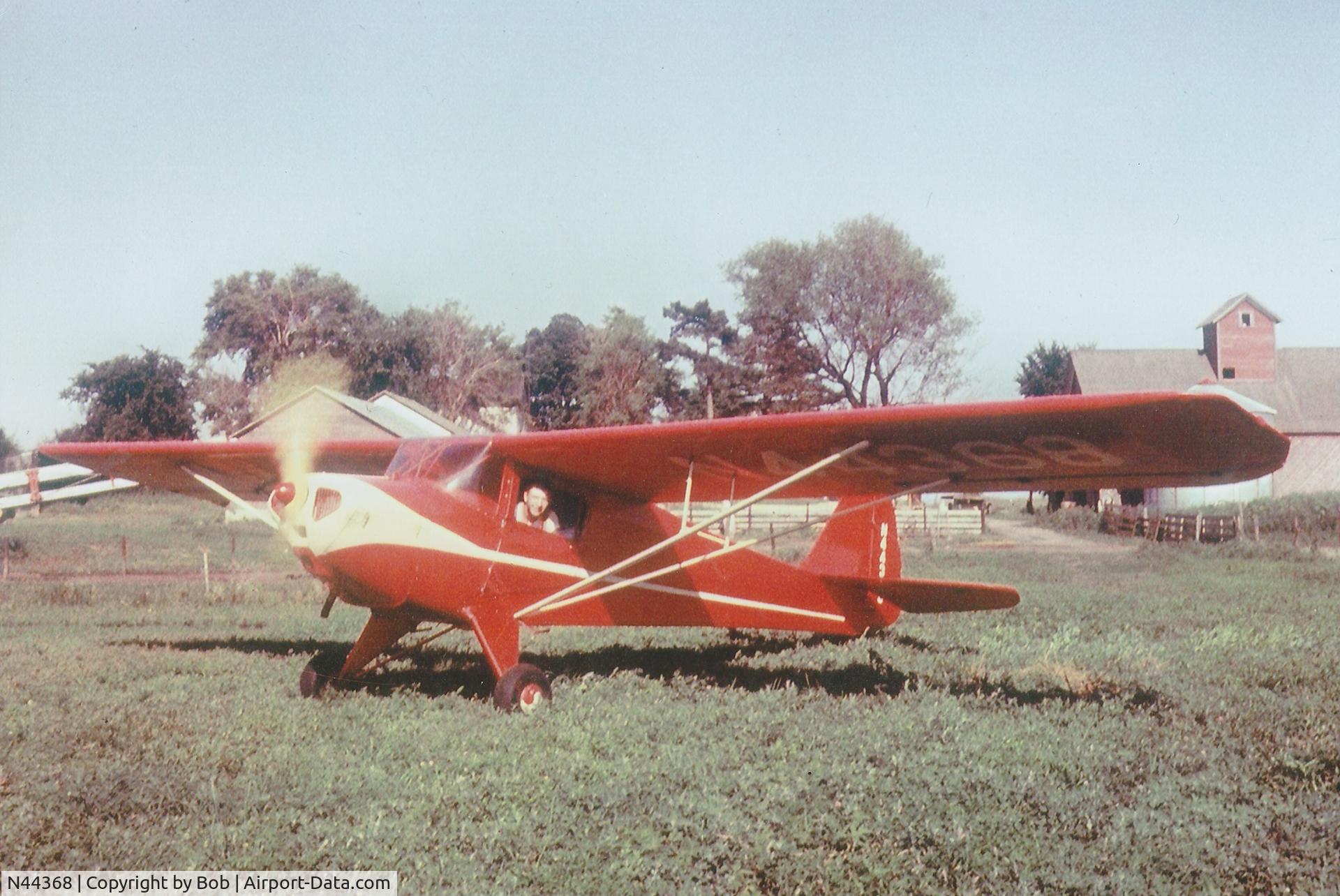 N44368, 1946 Taylorcraft BC12-D C/N 10168, warming up.