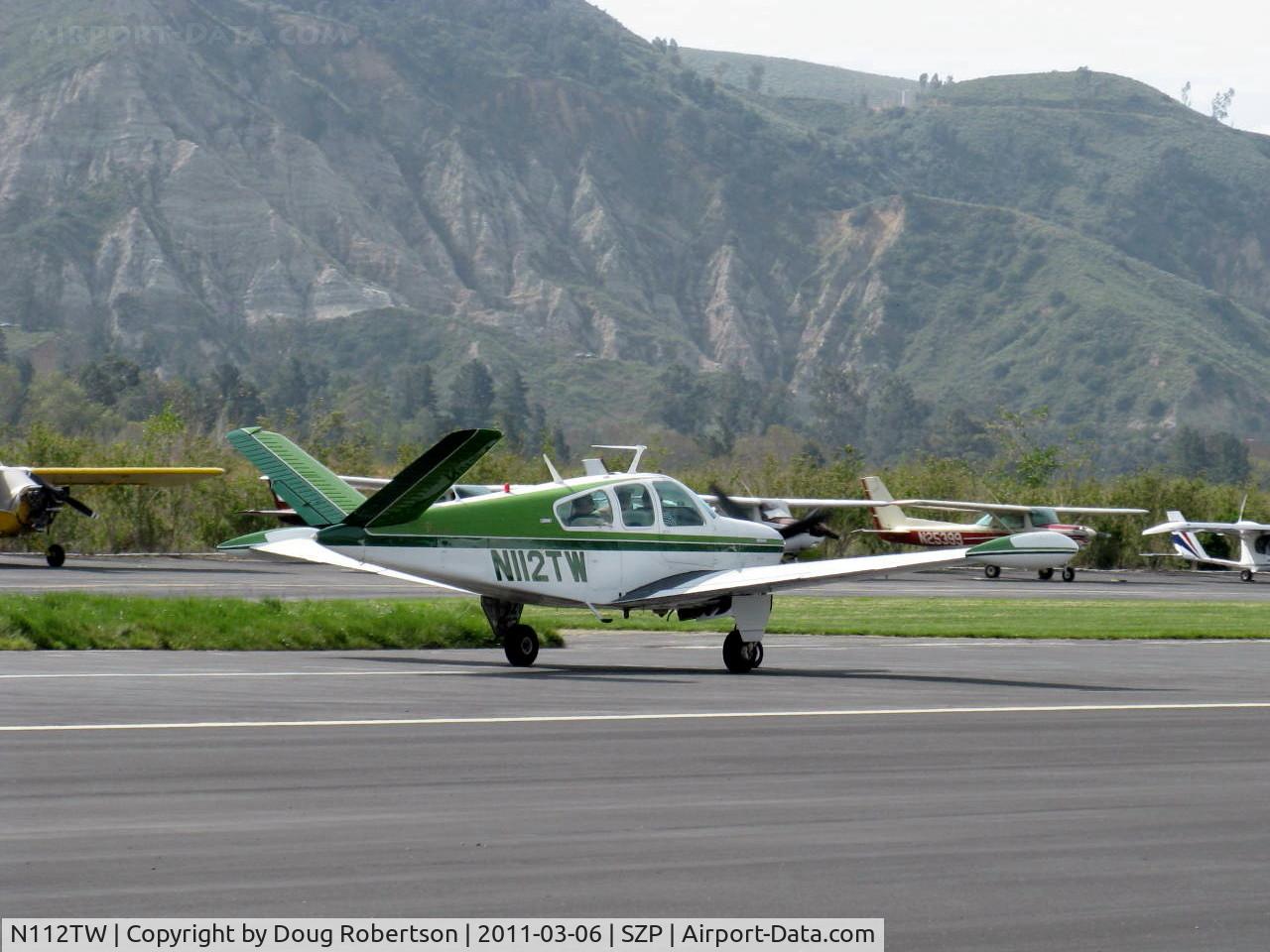 N112TW, 1973 Beech V35B Bonanza C/N D-9523, 1973 Beech V35B BONANZA, Continental IO-520-B 285 Hp, tip tanks, landing roll Rwy 22
