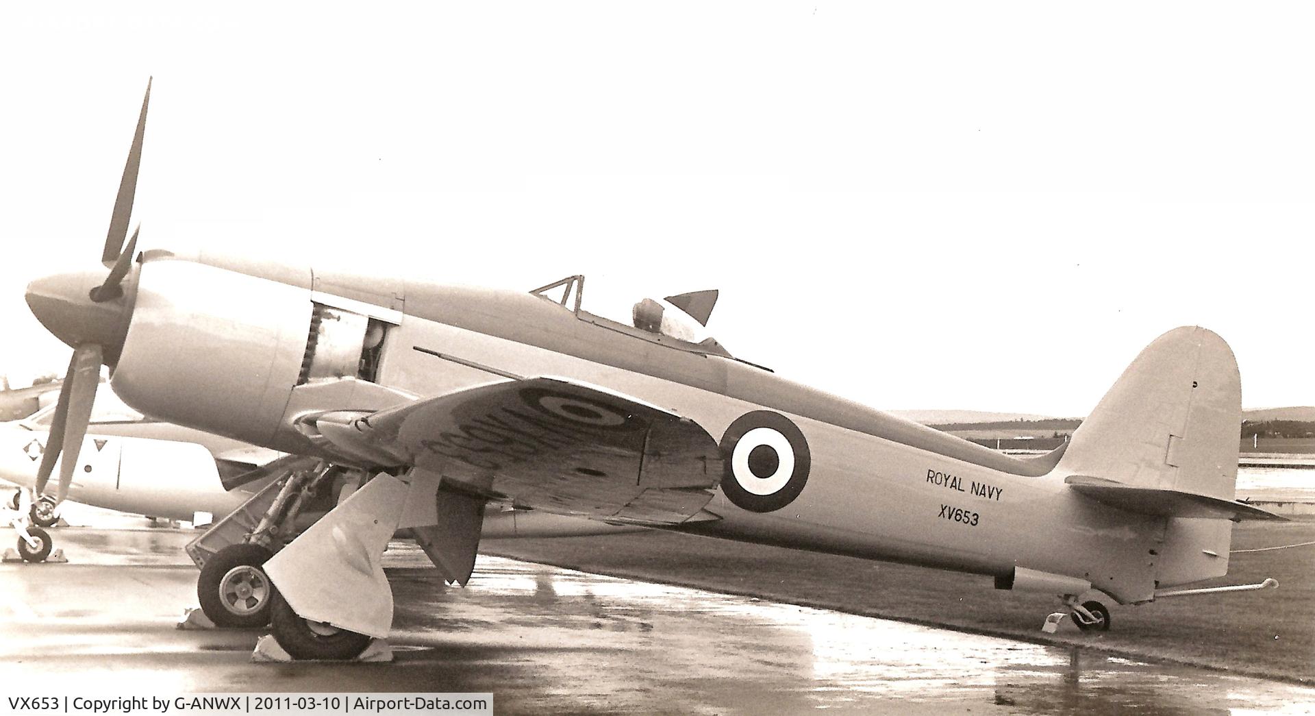 VX653, 1949 Hawker Sea Fury FB.11 C/N Not found G-BUCM/VX653, Sea Fury VX653 after restoration, but with the serial number incorrectly painted on the fuselage as XV653.