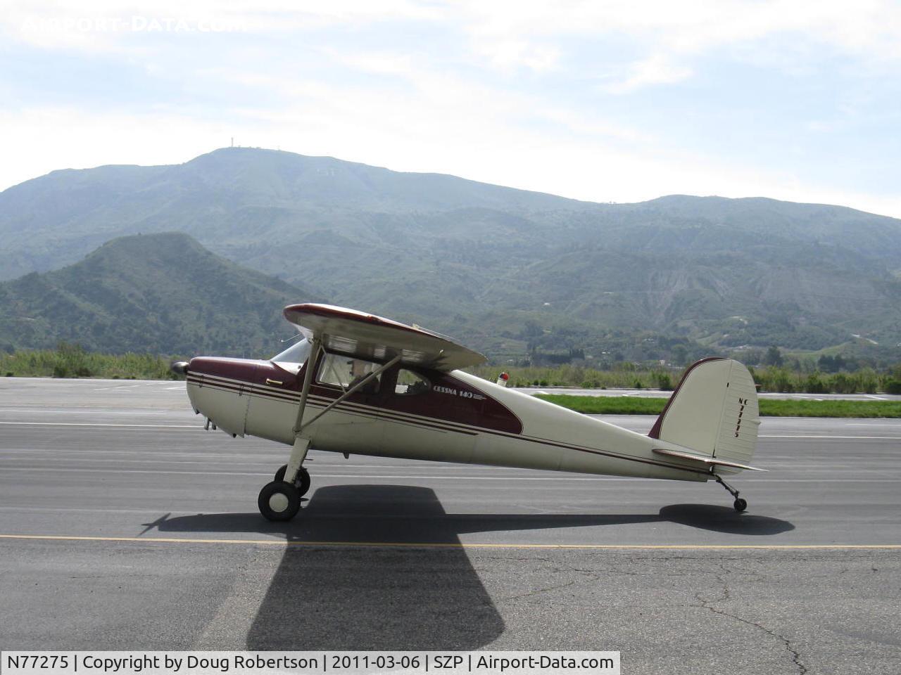 N77275, 1946 Cessna 140 C/N 11488, 1946 Cessna 140, Continental C85 85 Hp, art deco N number, taxi back