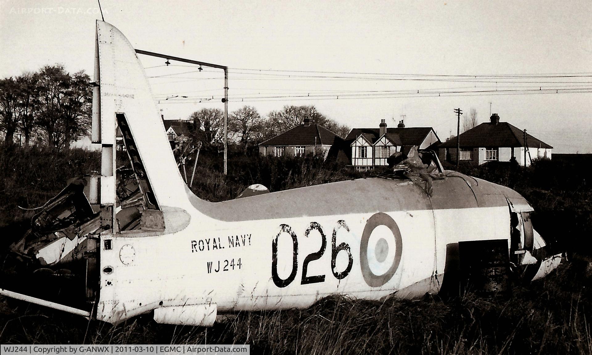 WJ244, 1948 Hawker Sea Fury FB.11 C/N 41H/642111, Hawker Sea Fury FB.11 fuselage at Southend in 1968 when owned by the British Historic Aircraft Museum.