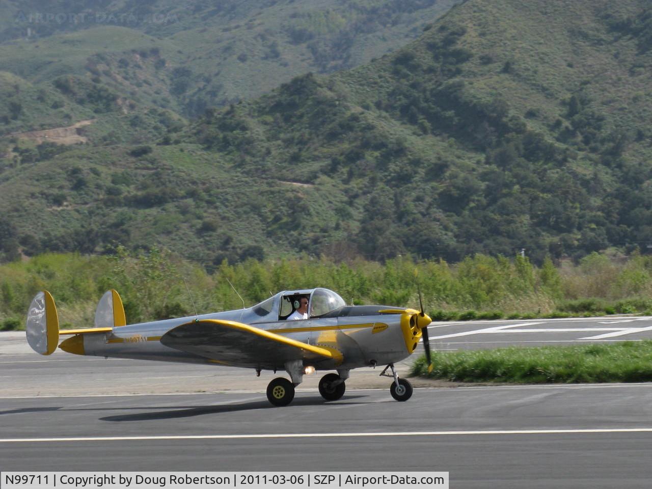 N99711, 1946 Erco 415D Ercoupe C/N 2334, 1946 ERCO Ercoupe 415-C, Continental O-200 100 Hp upgrade, landing roll Rwy 22