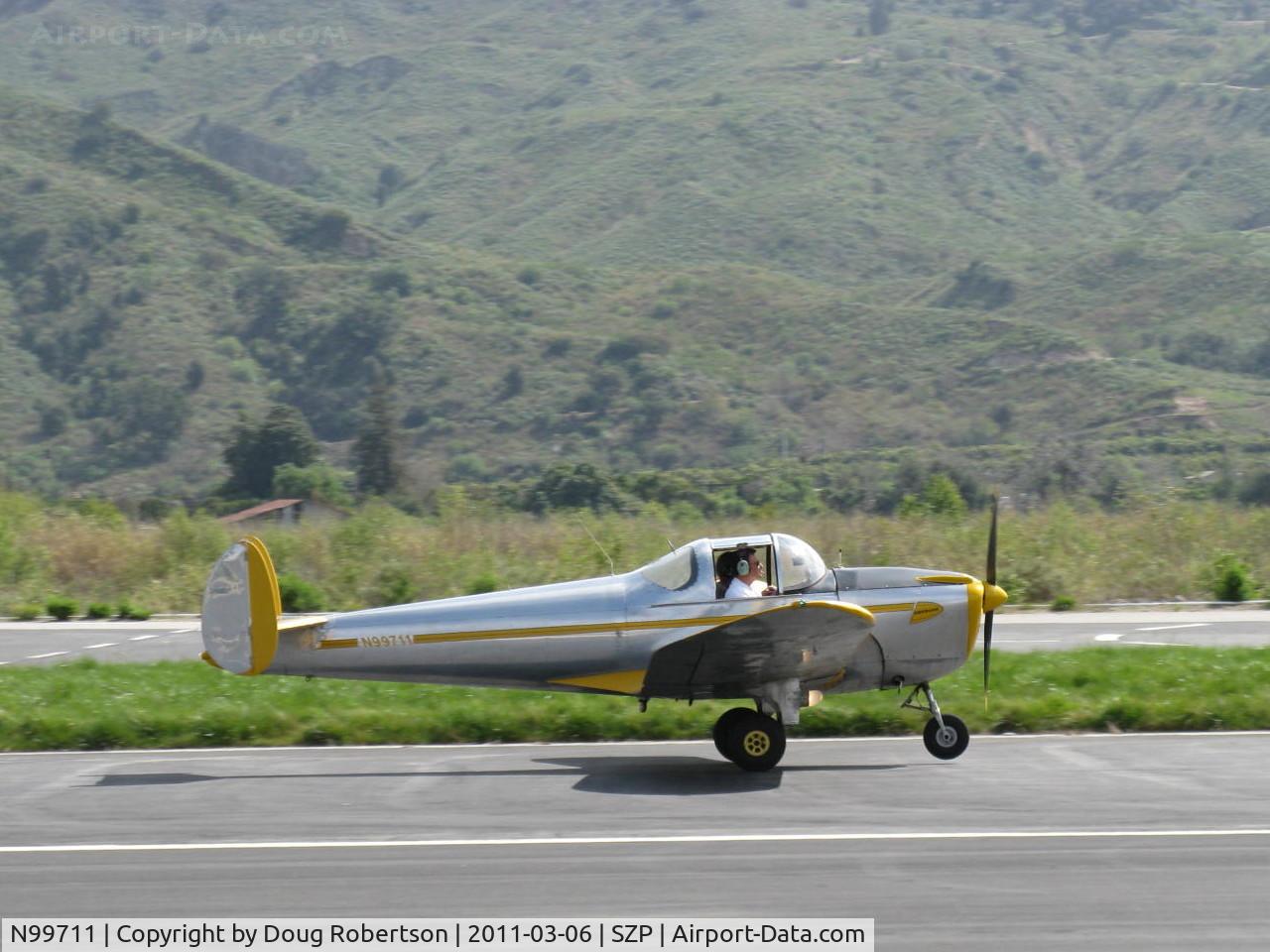 N99711, 1946 Erco 415D Ercoupe C/N 2334, 1946 ERCO Ercoupe 415-D, Continental O-200 100 Hp upgrade, landing roll Rwy 22