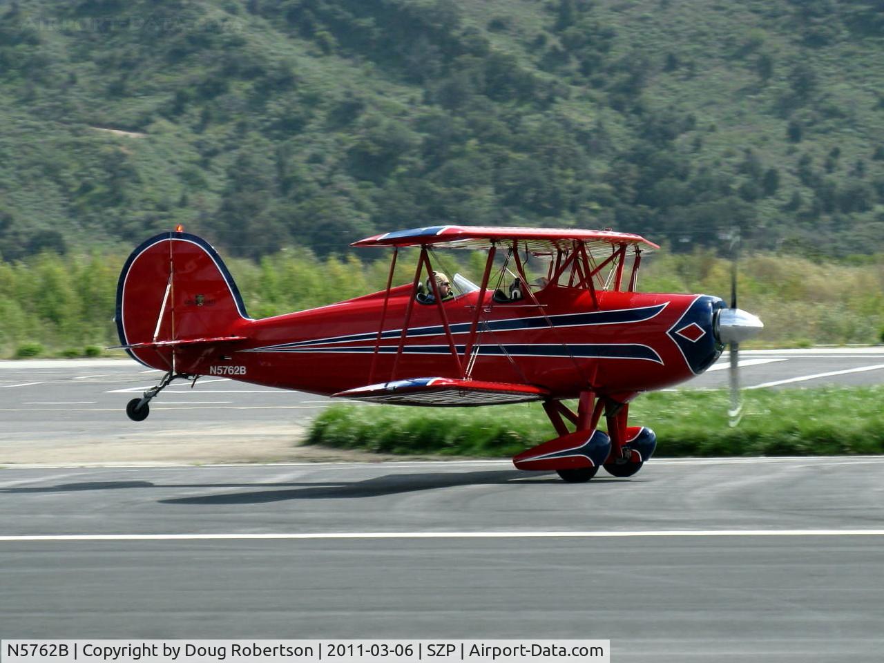 N5762B, 1980 Great Lakes 2T-1A-2 Sport Trainer C/N 0833, 1980 Great Lakes 2T-1A-2 SPORT TRAINER, Lycooming AEIO-360-B1FG 180 Hp, takeoff roll Rwy 22