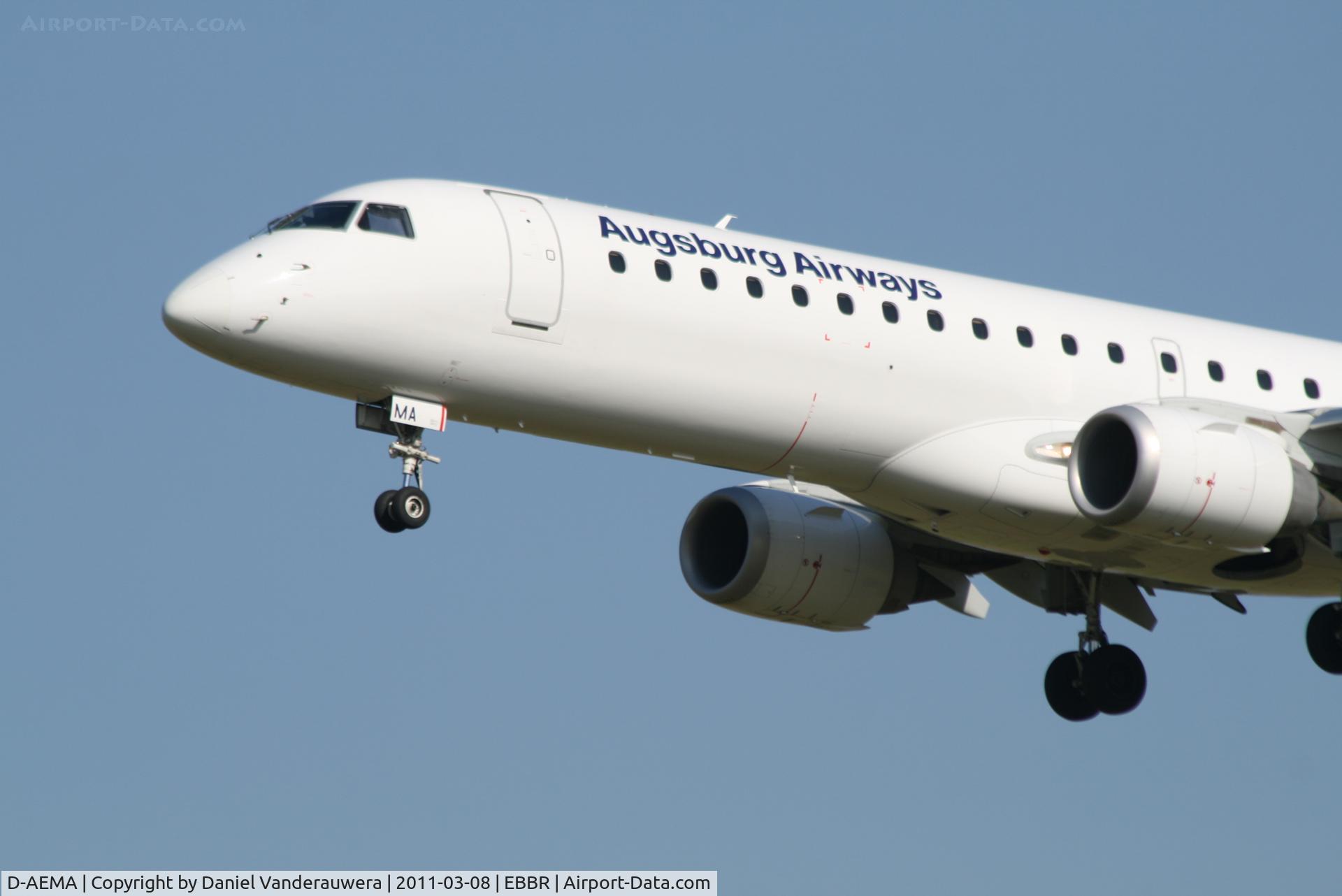 D-AEMA, 2009 Embraer 195LR (ERJ-190-200LR) C/N 19000290, Arrival of flight LH2286 to RWY 25L