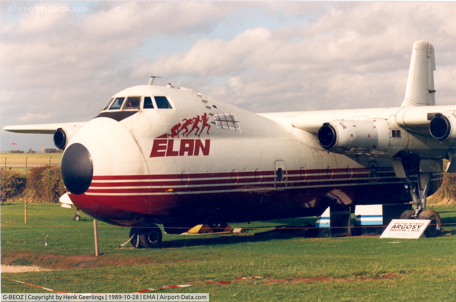 G-BEOZ, 1960 Armstrong Whitworth AW650 Argosy 101 C/N 6660, East Midlands Airport Aeropark - 1989