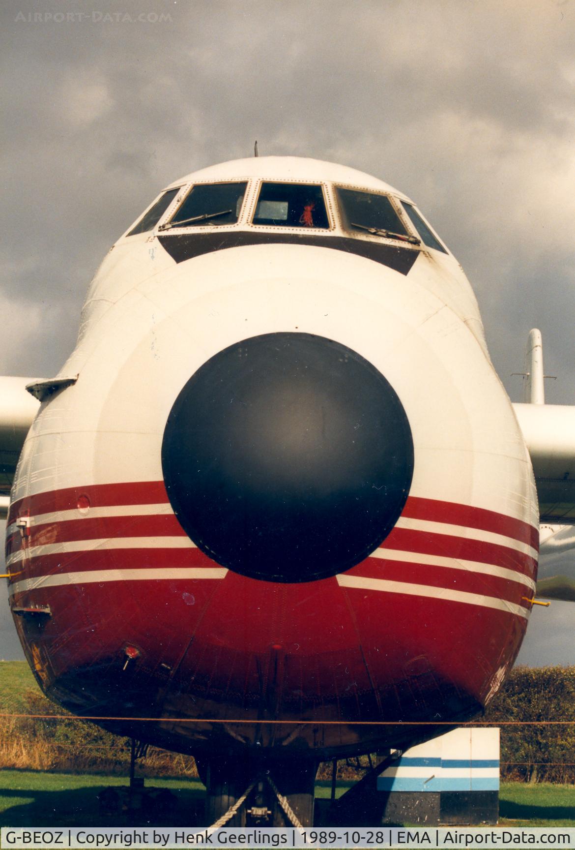 G-BEOZ, 1960 Armstrong Whitworth AW650 Argosy 101 C/N 6660, East Midlands Airport Aeropark - 1989