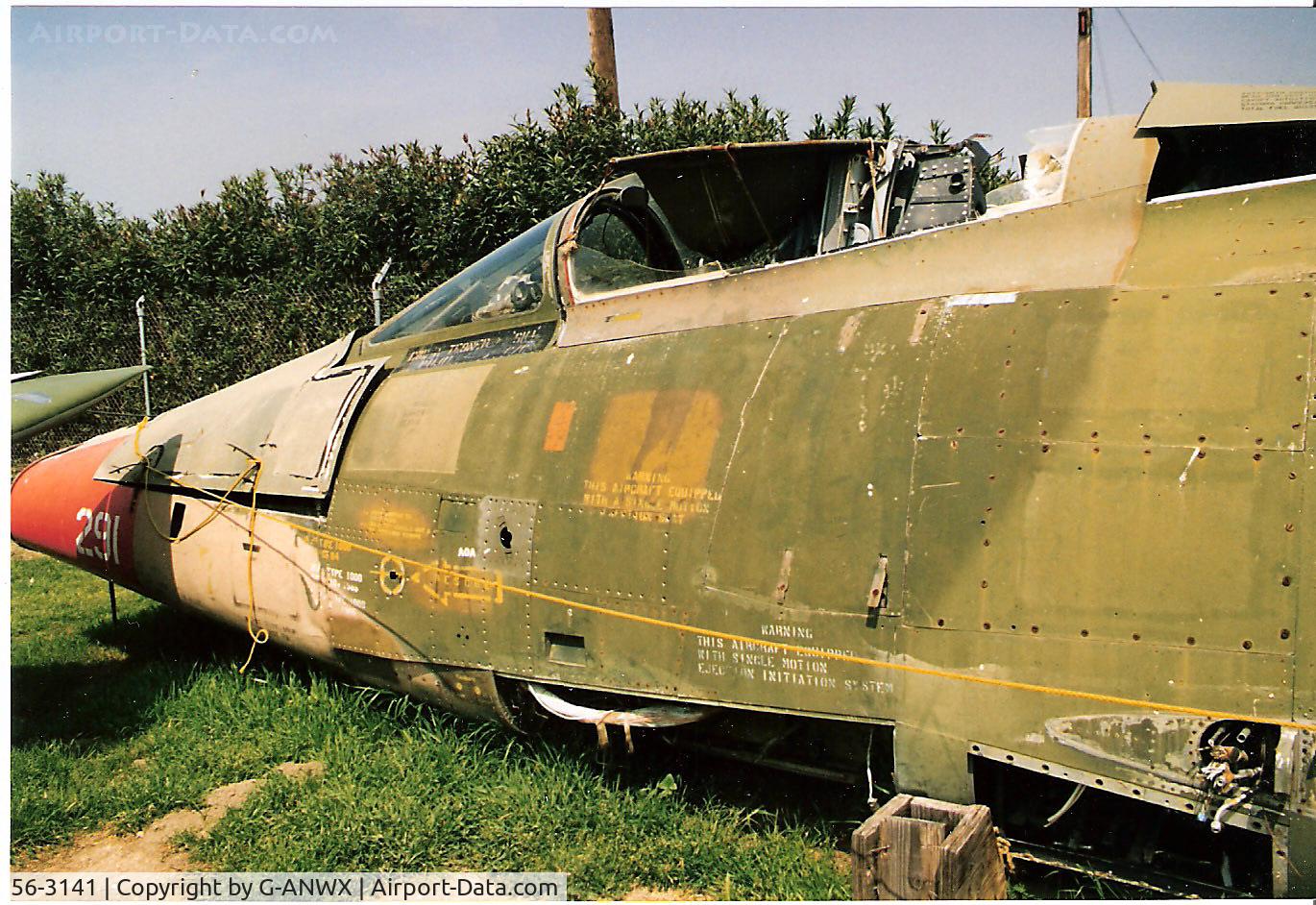 56-3141, 1956 North American F-100D Super Sabre C/N 235-239, F-100D fuselage at Chino,CA, 1998.