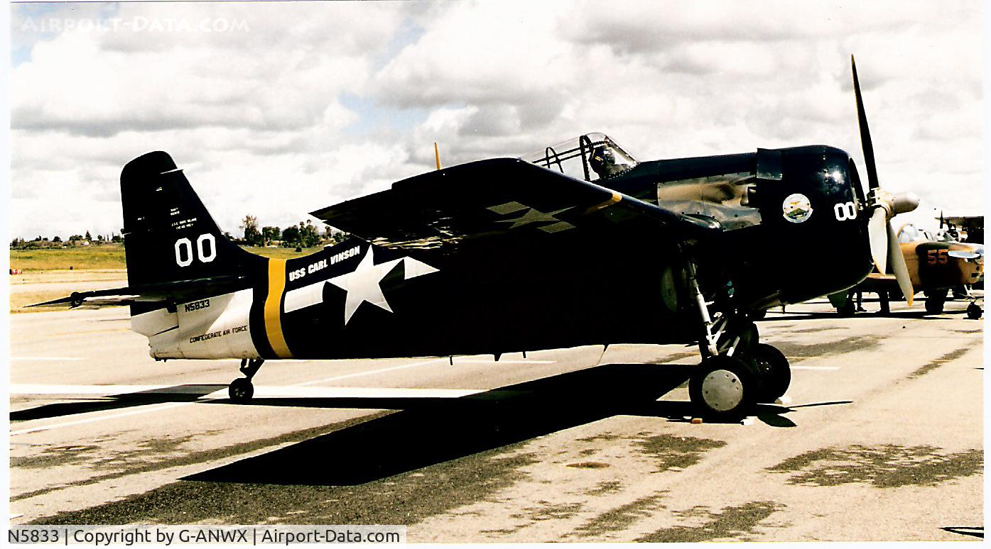 N5833, 1945 General Motors (Grumman) FM-2 Wildcat C/N 5833, Grumman Wildcat at Riverside, CA, 1998