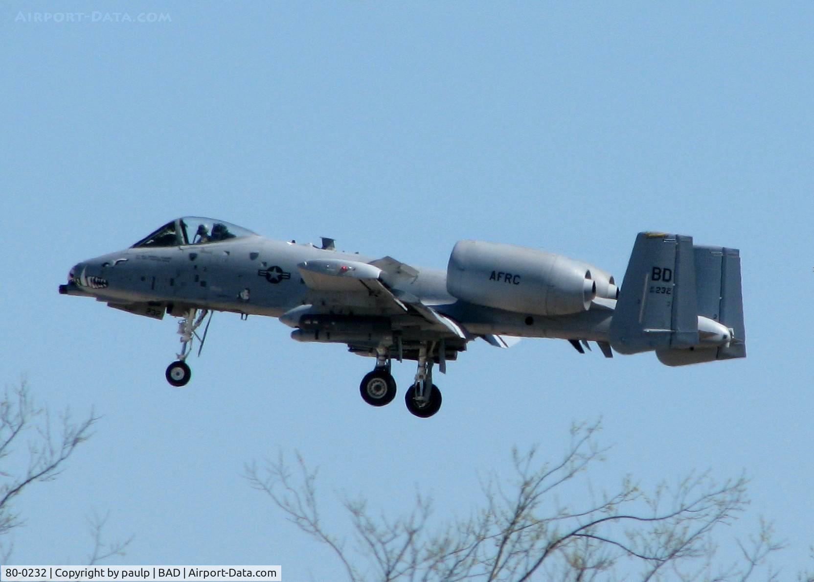 80-0232, 1980 Fairchild Republic A-10C Thunderbolt II C/N A10-0582, Landing at Barksdale Air Force Base.