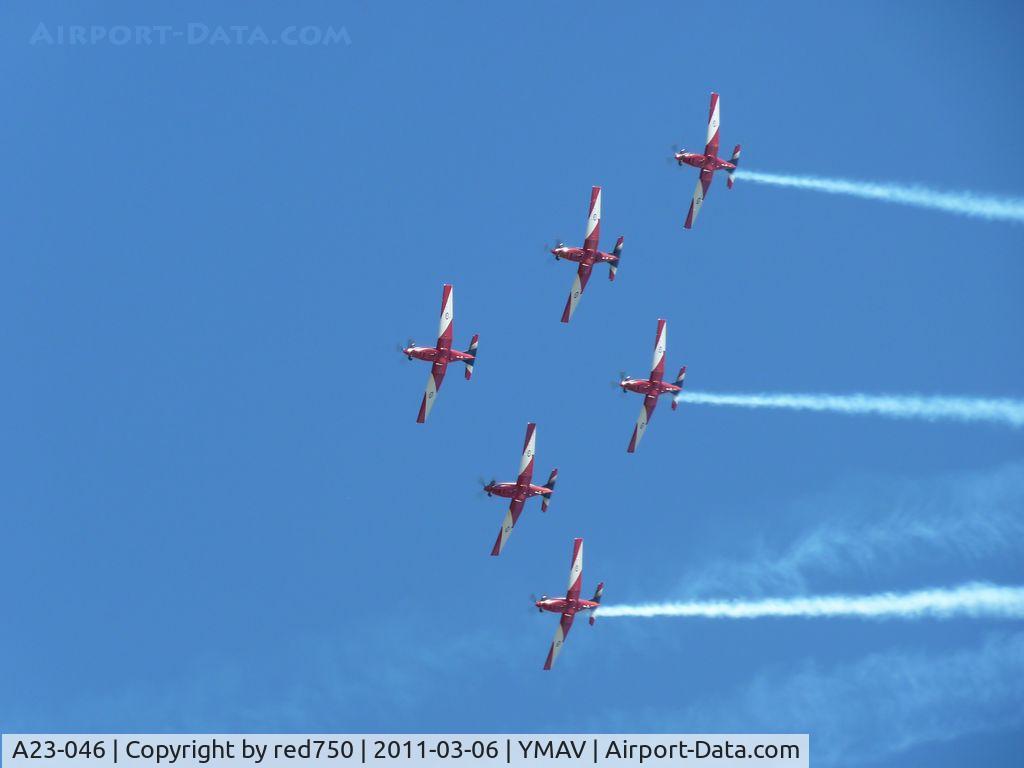 A23-046, Pilatus PC-9A C/N 546, Pilatus PC9's of the RAAF display team, the Roulettes, at the Avalon Air Show 2011