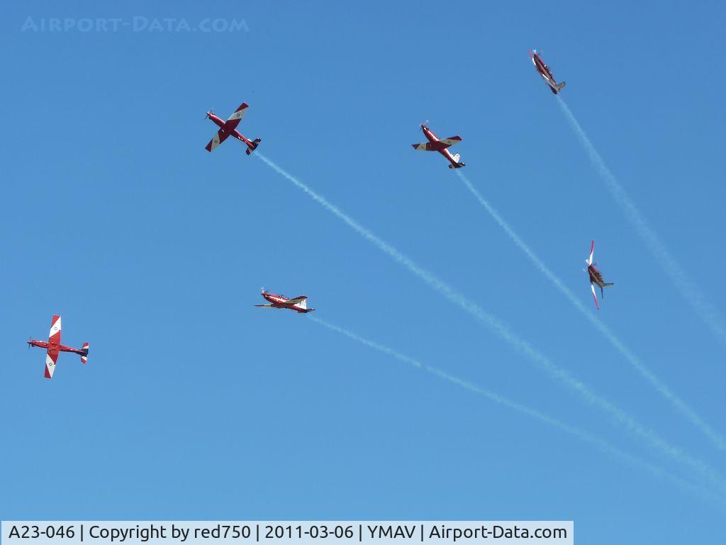 A23-046, Pilatus PC-9A C/N 546, Pilatus PC9's of the RAAF display team, the Roulettes, at the Avalon Air Show 2011