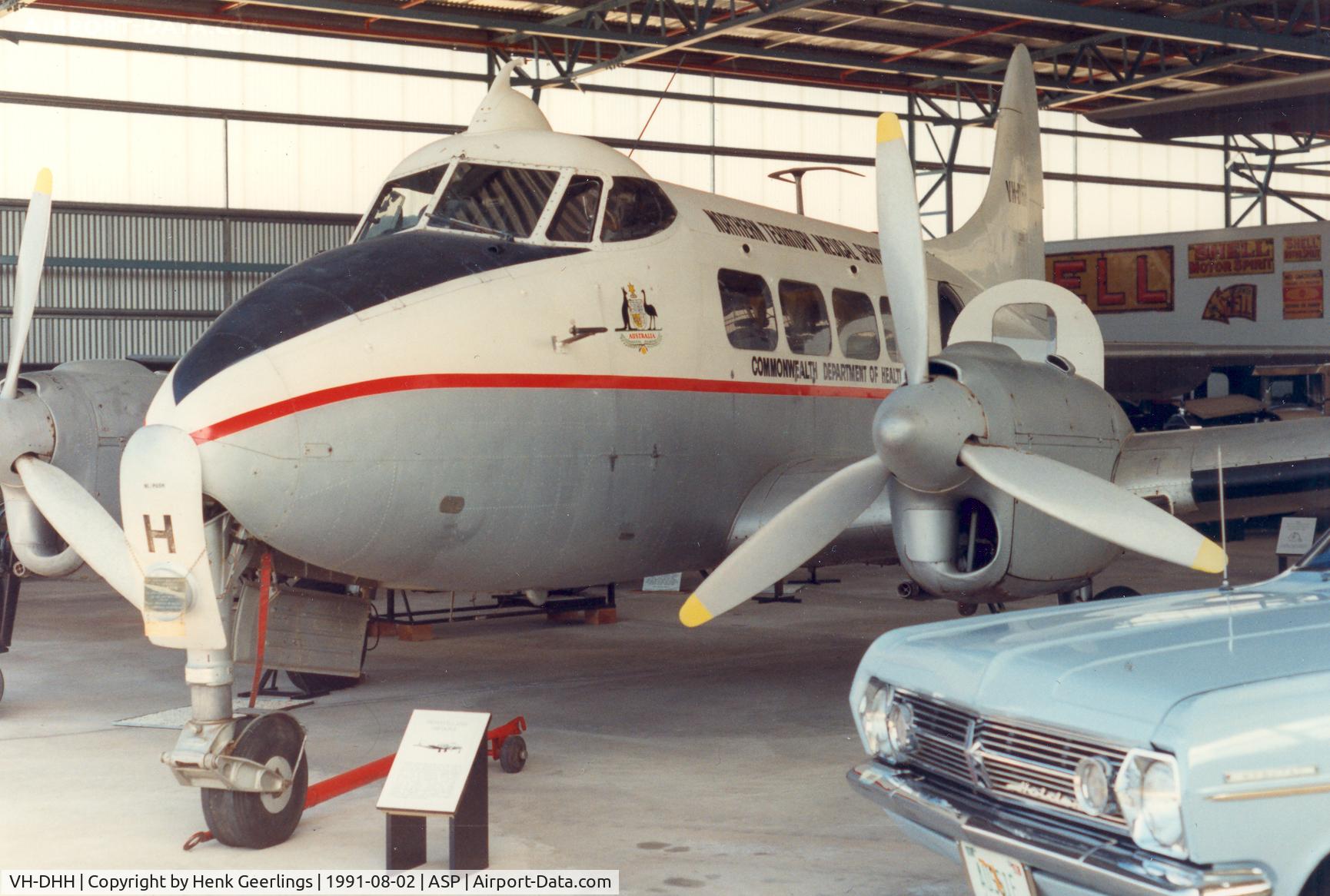 VH-DHH, De Havilland DH-104 Dove 6 C/N 04499, Northern Territory Medical Service , Central Australian Aviation Museum