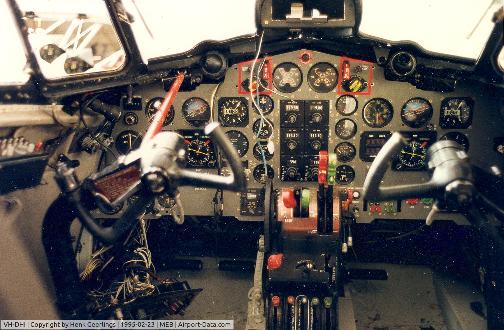 VH-DHI, 1955 De Havilland DH-104 Dove 5 C/N 04410, Rudge Air ; Cockpit VH-DHI . Dove 5