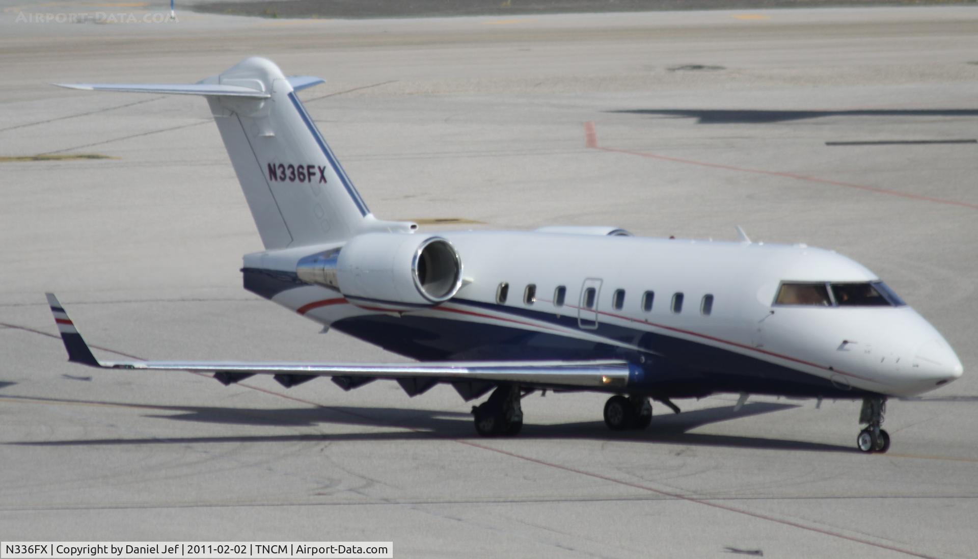 N336FX, 2005 Bombardier Challenger 604 (CL-600-2B16) C/N 5634, N336FX taxing for take off at TNCM
