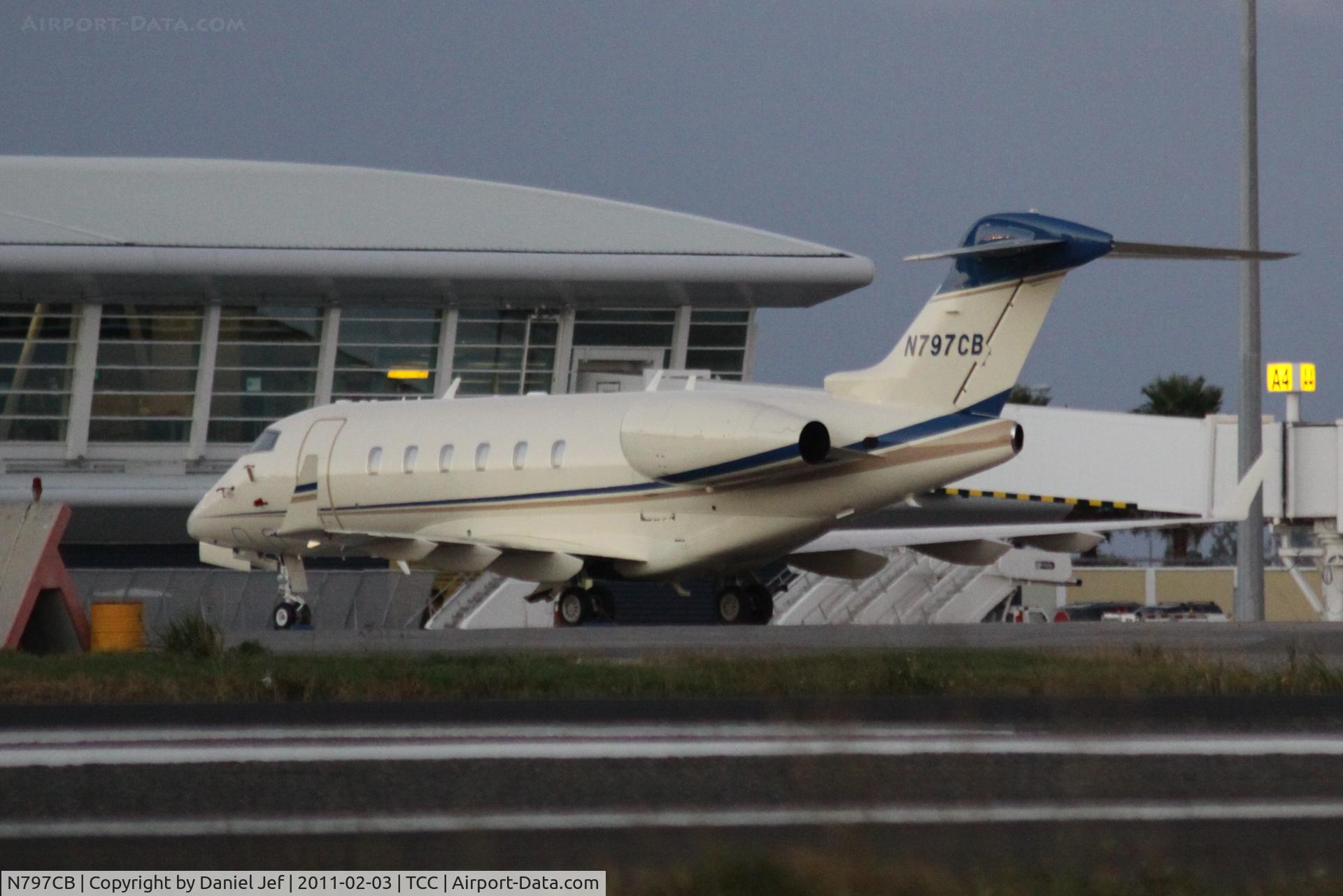 N797CB, 2007 Bombardier Challenger 300 (BD-100-1A10) C/N 20158, N797CB park on the main ramp at TNCM
