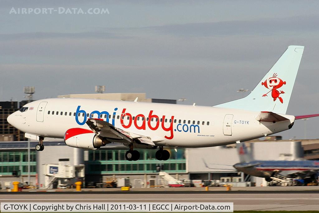 G-TOYK, 1997 Boeing 737-33R C/N 28870, bmiBaby, with new paint on the tail and larger titles