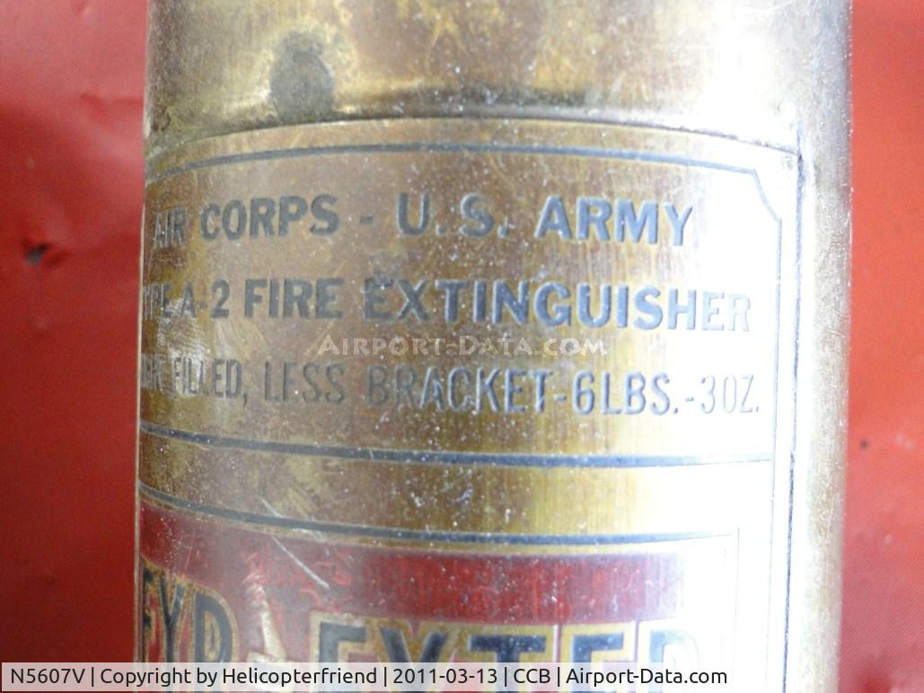 N5607V, 1944 Stinson L-5B Sentinel C/N 2946, Close up of US Air Force fir extinguisher
