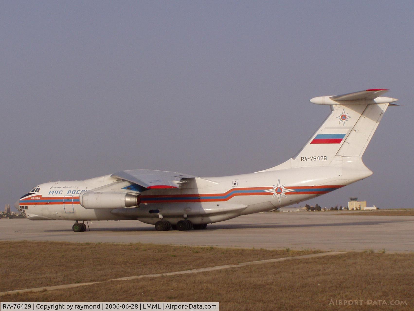 RA-76429, 1997 Ilyushin Il-76TD C/N 1043419639, IL76 RA-76429 Ministry of Emergency Situations Russia seen in Malta during a stop over.