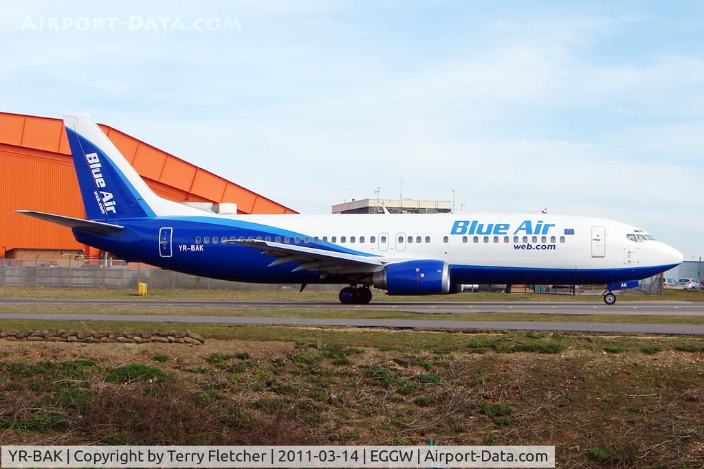 YR-BAK, 1992 Boeing 737-430 C/N 27005, Blue Air's Boeing 737-430, c/n: 27005 taxying for departure from London