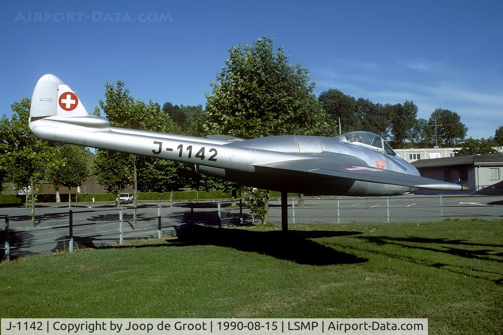 J-1142, De Havilland (FFA) Vampire FB.6 (DH-100) C/N 651, This Payerne gate guard is now preserved in the Montelimar museum.