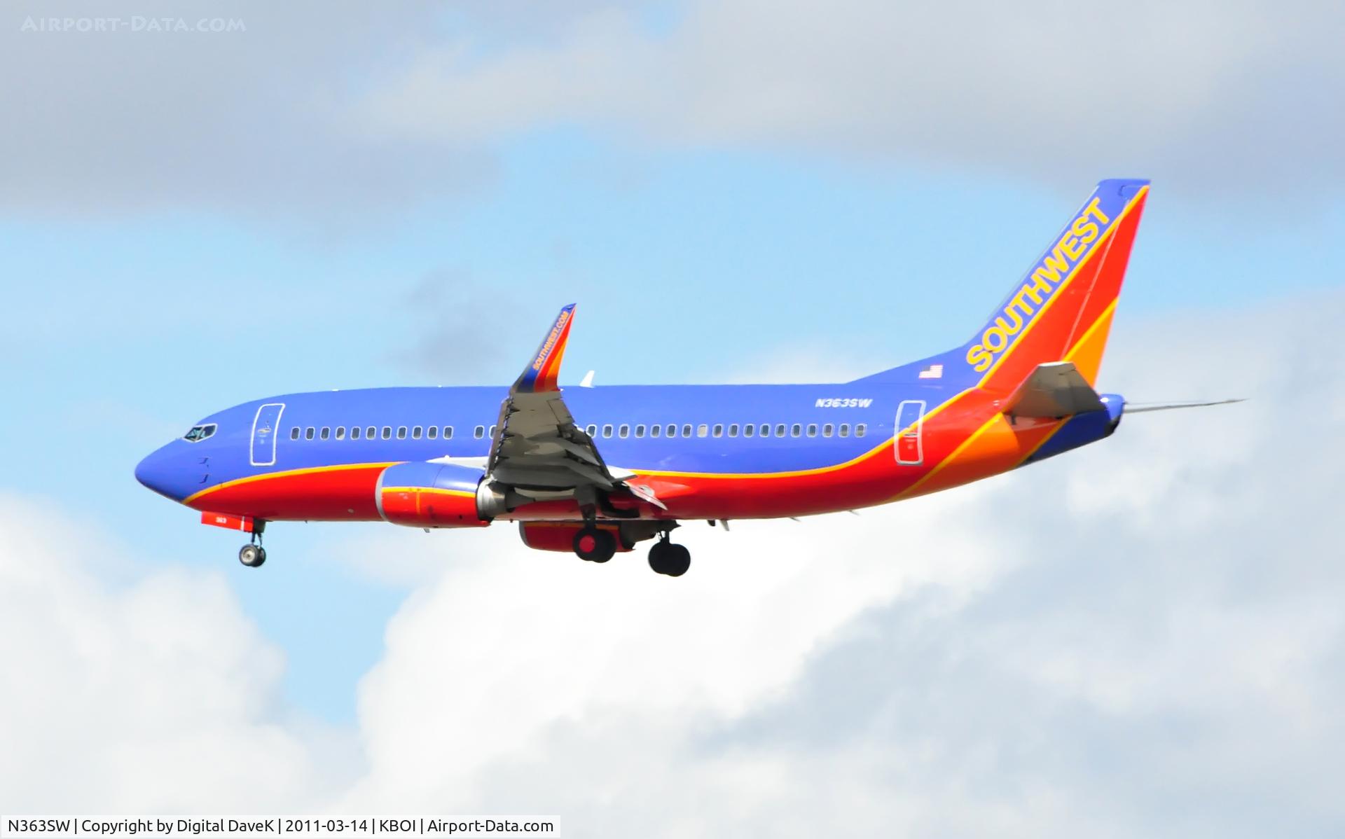 N363SW, 1993 Boeing 737-3H4 C/N 26574, Approach @ KBOI