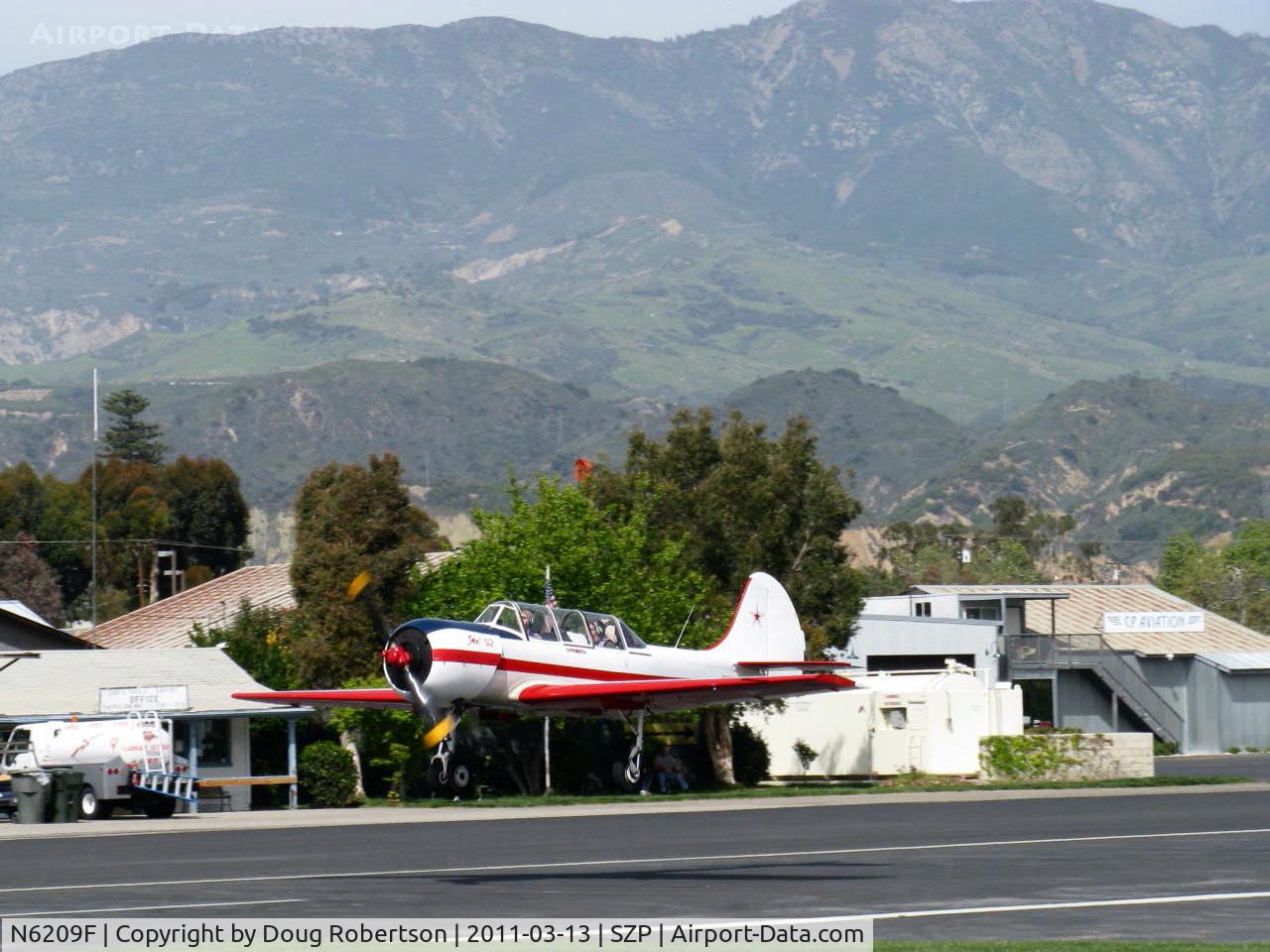 N6209F, 1988 Yakovlev Yak-52 C/N 888306, 1988 Yakovlev YAK 52, Vedeneev N14P 360 Hp air-cooled radial, Takeoff climb Rwy 22