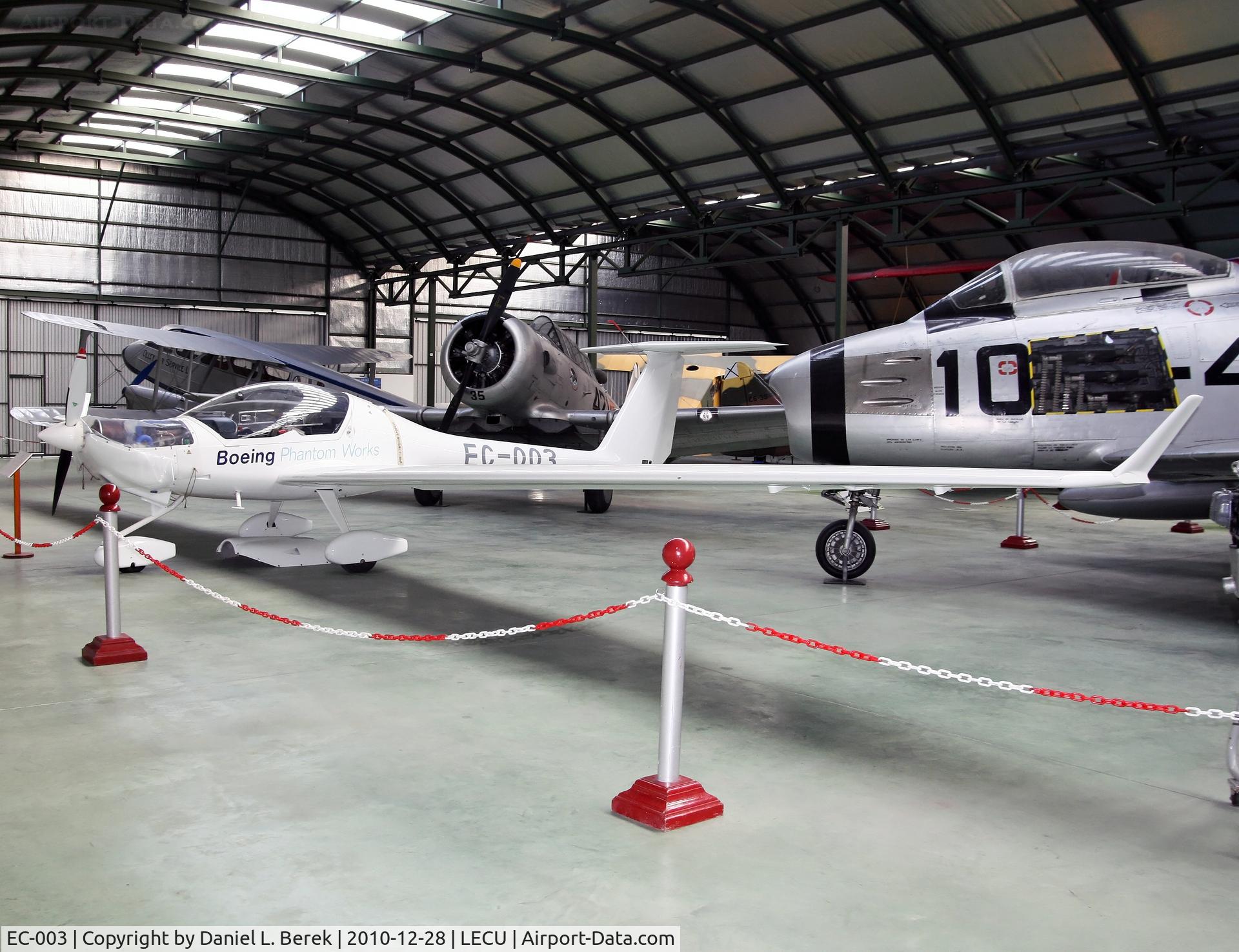 EC-003, Diamond HK-36 Super Dimona C/N 36735, The world's first aircraft powered by a hydrogen fuel cell, this unique aircraft is seen at the Museo del Aire, Madrid, Spain.