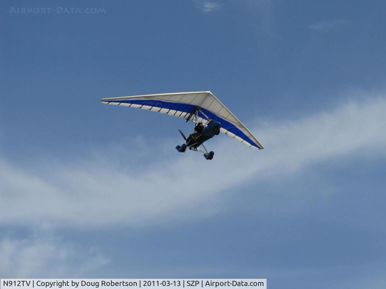 N912TV, Airborne Edge XT-912-B C/N XT-912-084, 2005 Airborne Windsports Pty Ltd. EDGE XT-912-B, Rotax 912ULS 80 Hp pusher, weight-shift control Trike, Experimental class LSA, takeoff climb Rwy 22