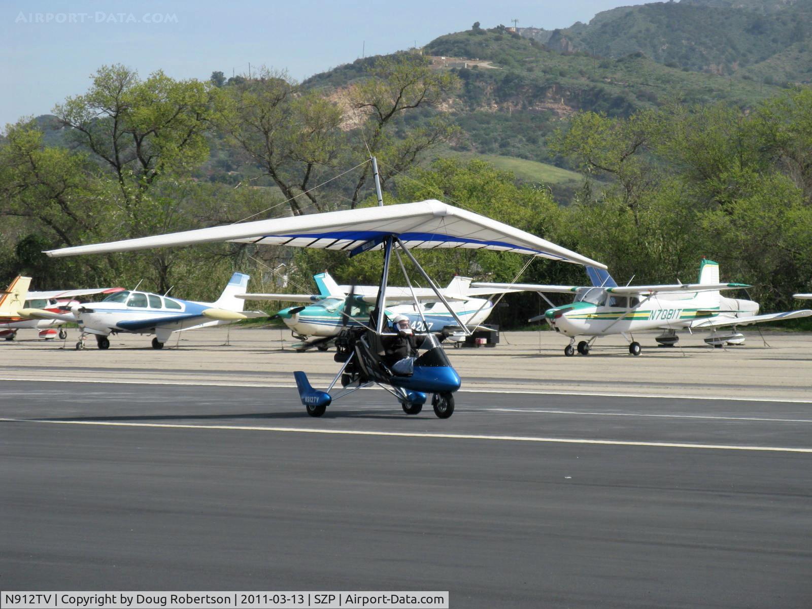 N912TV, Airborne Edge XT-912-B C/N XT-912-084, 2005 Airborne Windsports Pty Ltd. EDGE XT-912-B, Rotax 912ULS 80 Hp pusher, weight-shift control Trike, Experimental class LSA, landing roll Rwy 22