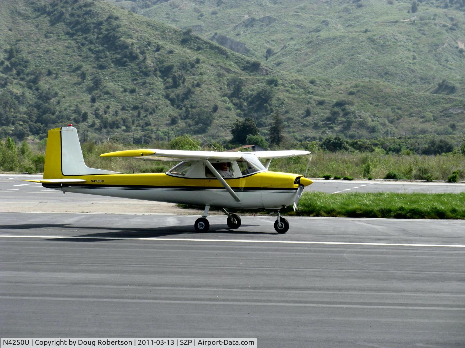 N4250U, 1963 Cessna 150D C/N 15060250, 1963 Cessna 150D, Continental O-200 100 Hp, landing roll Rwy 22