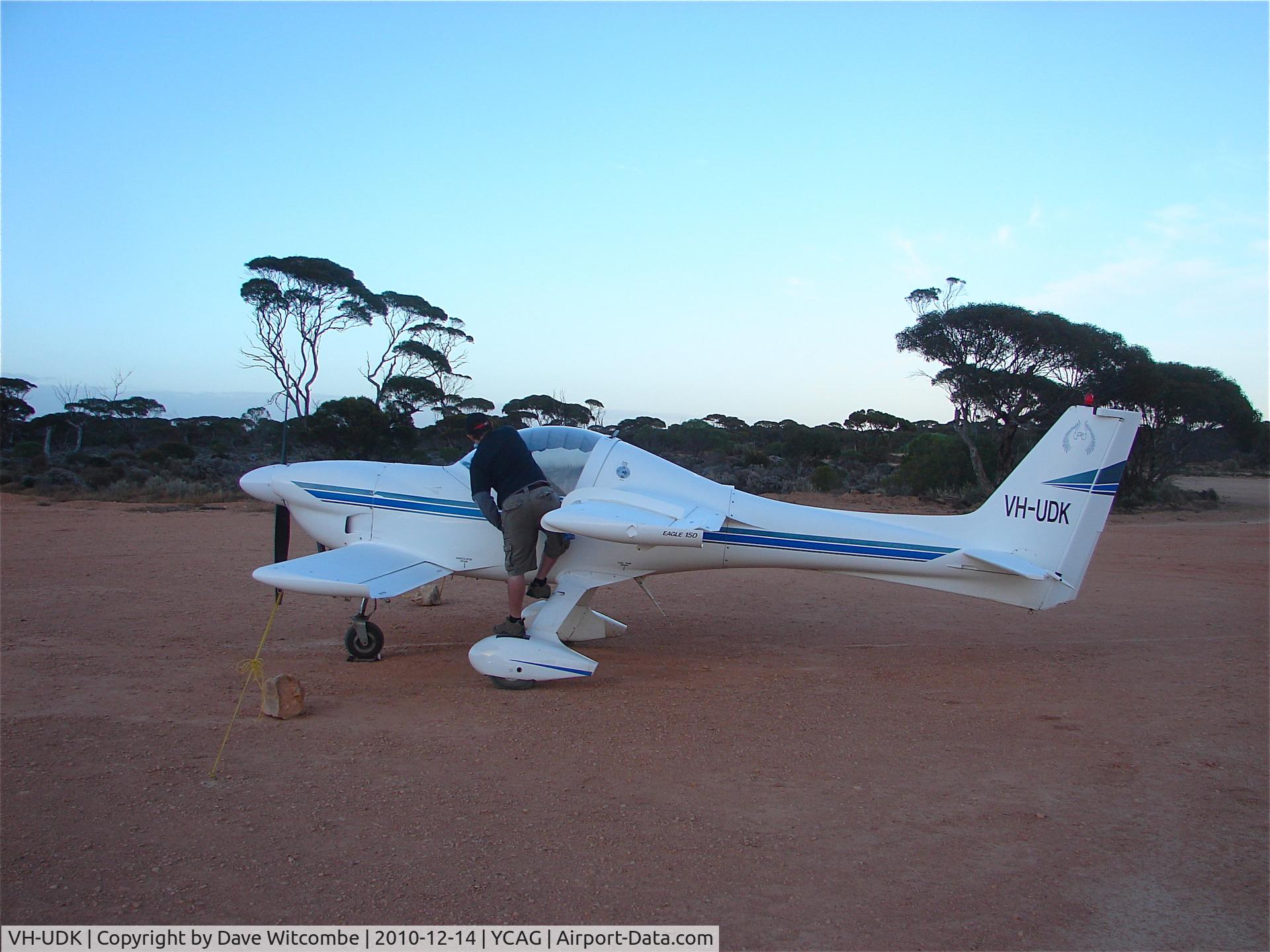 VH-UDK, 1997 Eagle Aircraft Eagle 150 X-TS C/N 012, Caiguna at the end of the days flight across Australia.