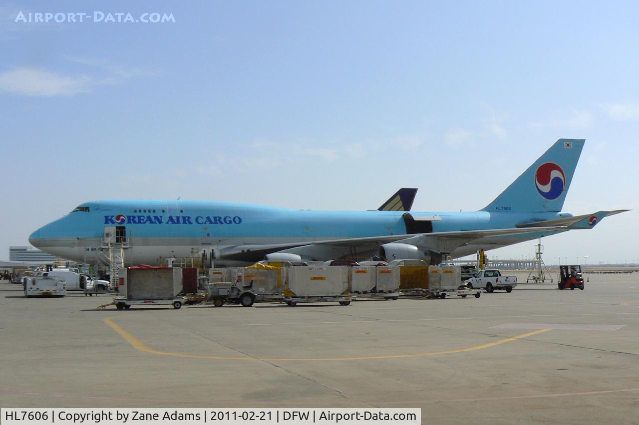 HL7606, 1989 Boeing 747-4B5-F C/N 24199, On the west freight ramp at DFW Airport