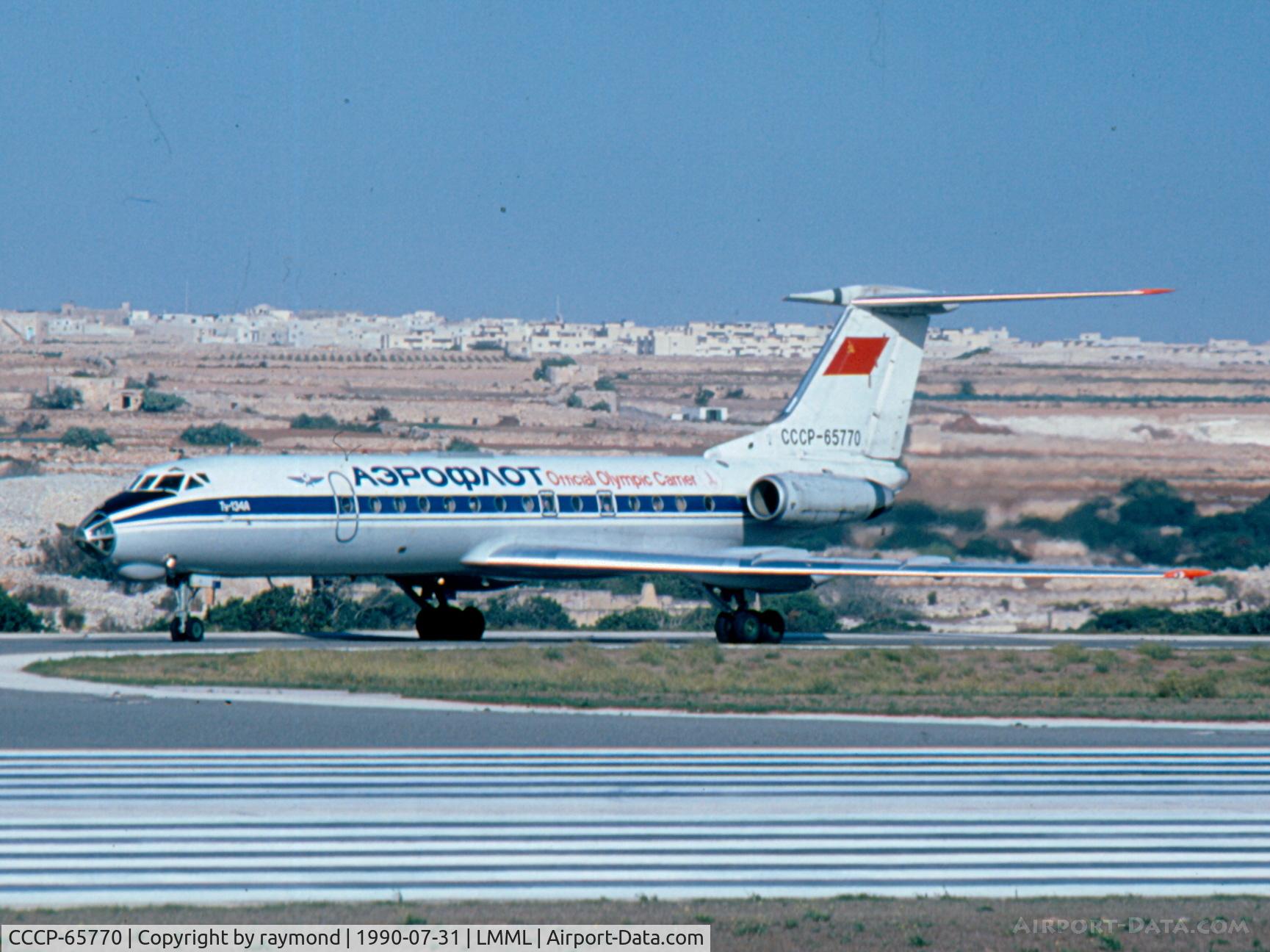 CCCP-65770, 1979 Tupolev Tu-134A-3 C/N 62430, A rare Aeroflot Tu134 visit back in 1990.