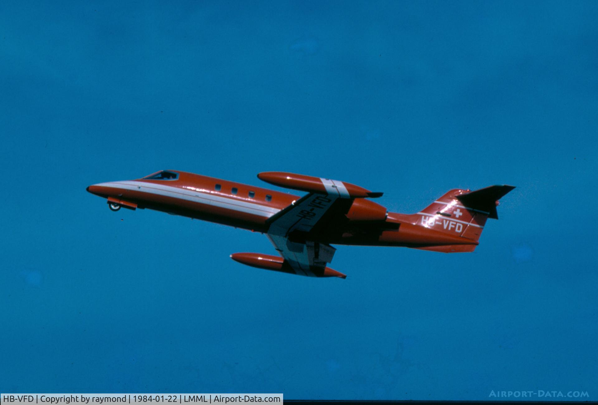 HB-VFD, 1977 Gates LearJet 36A C/N 029, All in red Learjet HB-VFD of Aeroleasing seen after departure from Malta.