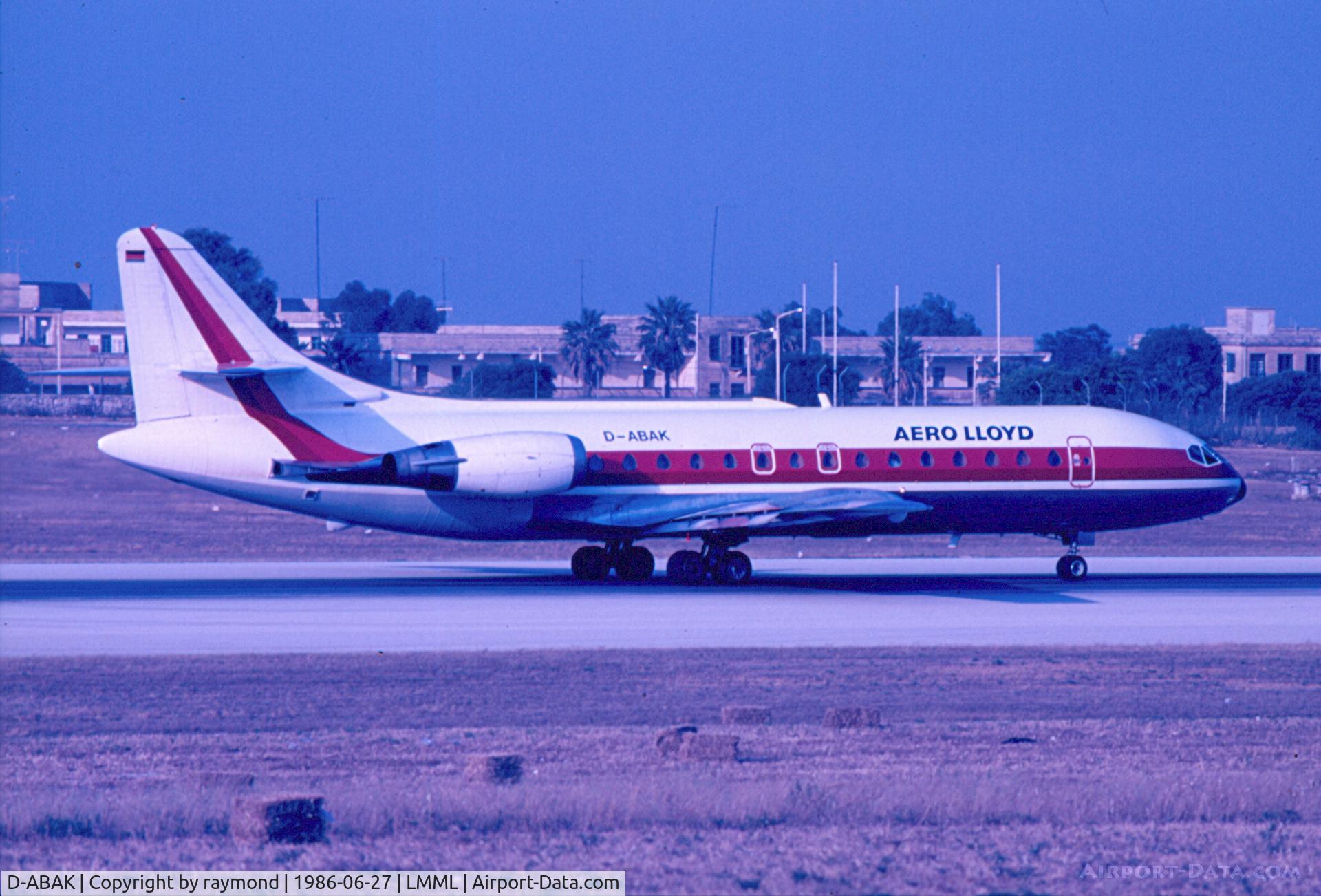 D-ABAK, 1967 Sud Aviation SE-210 Caravelle 10R C/N 232, Caravelle D-ABAK of Aerolloyd on the main runway preparing for take-off