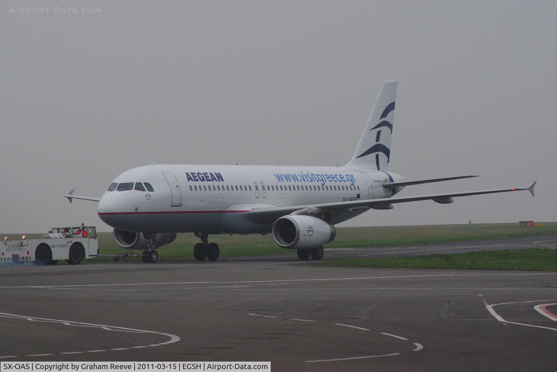 SX-OAS, 2009 Airbus A320-232 C/N 4094, Fresh out of the paint shop and in a new colour scheme.