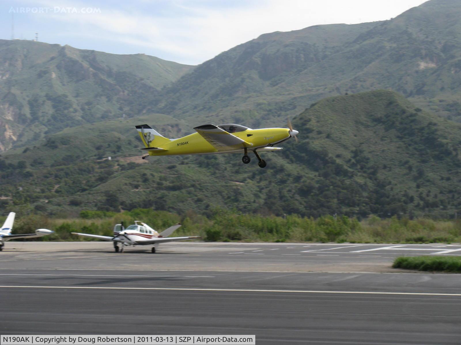 N190AK, 2004 Aero Designs Pulsar C/N KP-1, 2004 Kozloff PULSAR 'Crystal', Rotax 912, takeoff climb Rwy 22
