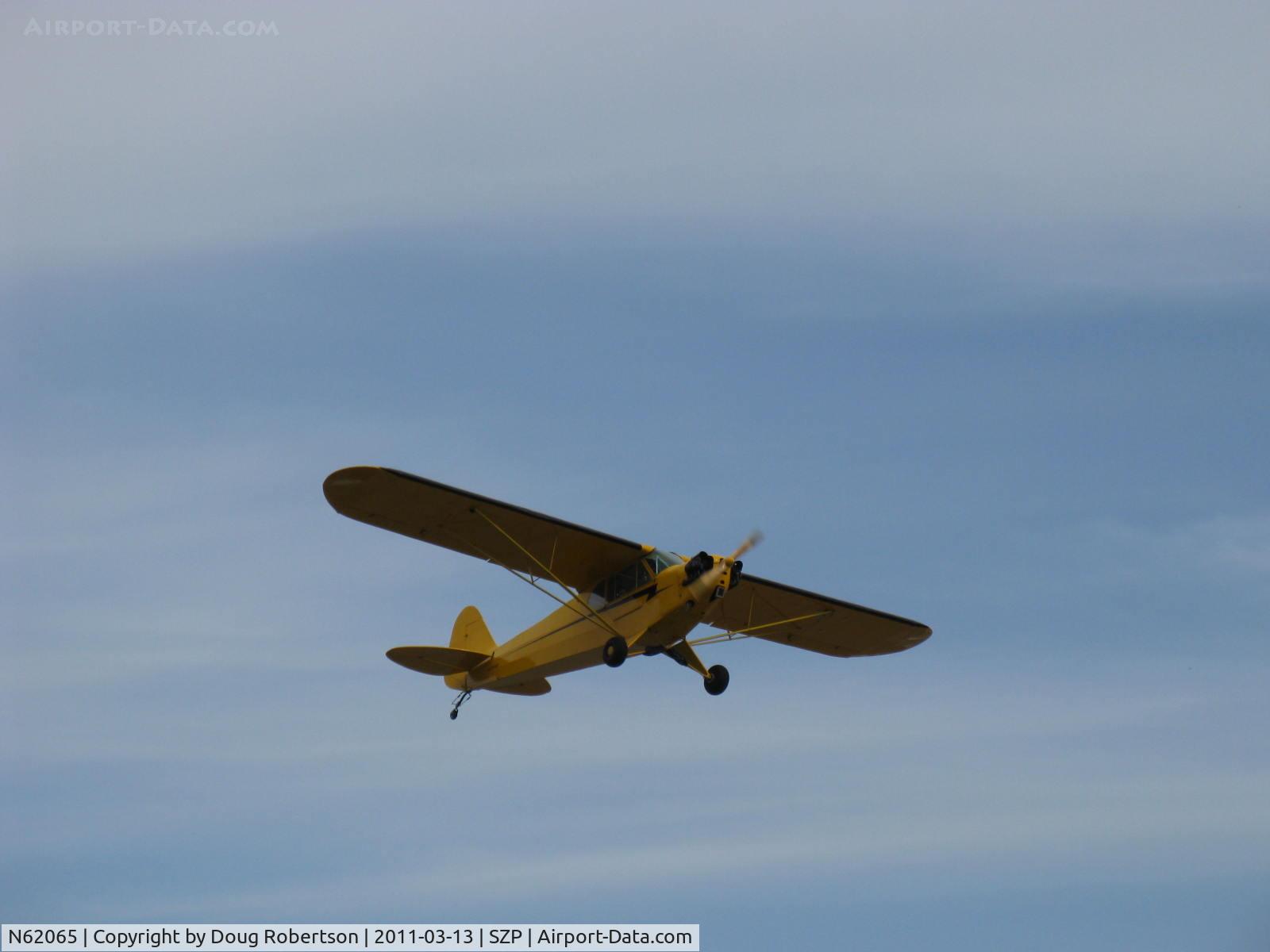 N62065, 1944 Piper J3C-65 Cub Cub C/N 13024, 1944 Piper J3C-65 CUB, Continental A&C65 65 Hp, takeoff climb Rwy 22