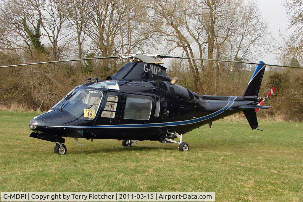 G-MDPI, 1987 Agusta A-109A-2 C/N 7393, Visitor to Day 1 of the 2011 Cheltenham Horseracing Festival