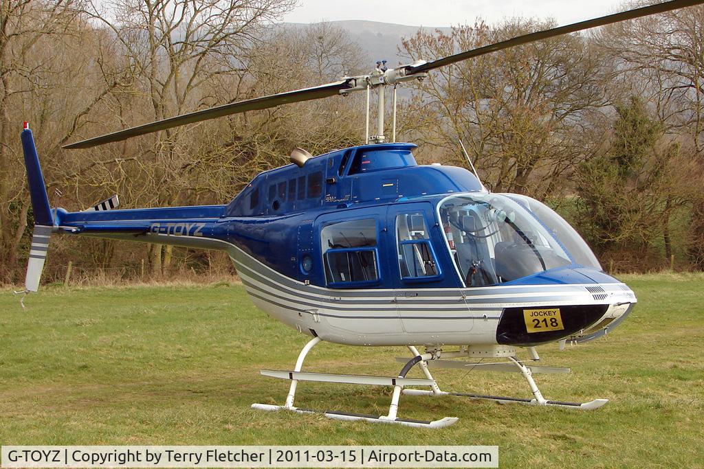 G-TOYZ, 1986 Bell 206B JetRanger III C/N 3949, Visitor to Day 1 of the 2011 Cheltenham Horseracing Festival