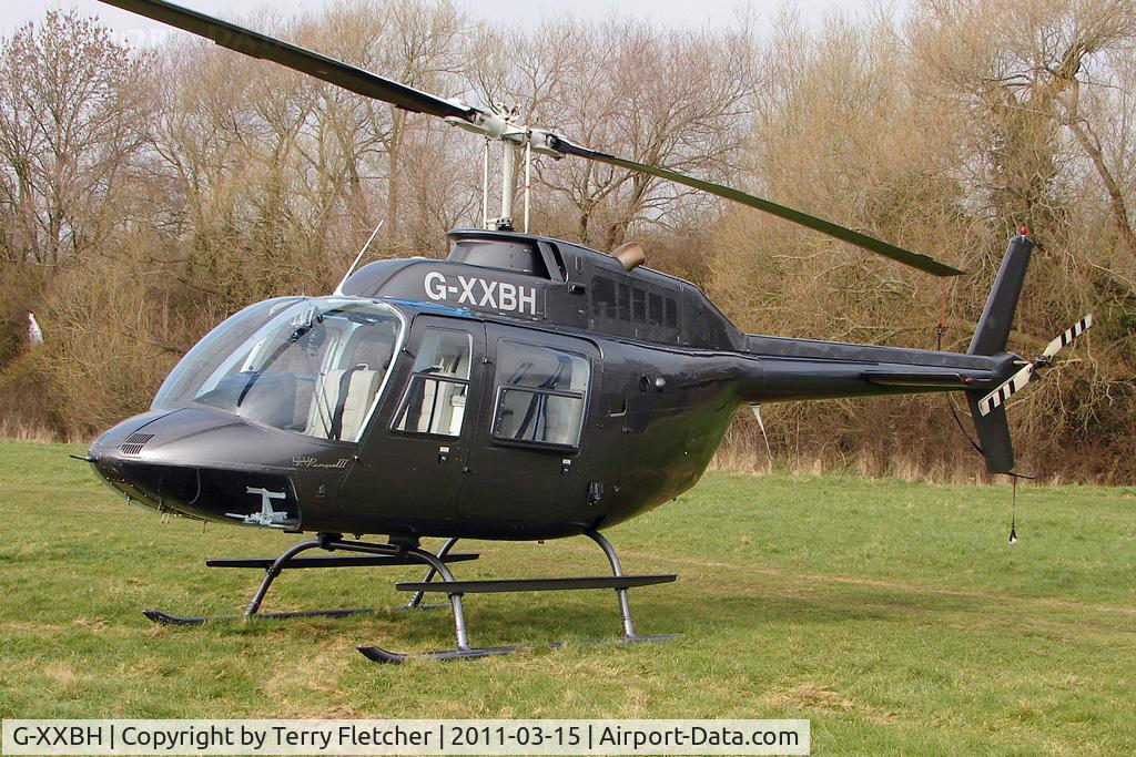 G-XXBH, 1980 Agusta AB-206B-3 JetRanger III C/N 8596, Visitor to Day 1 of the 2011 Cheltenham Horseracing Festival