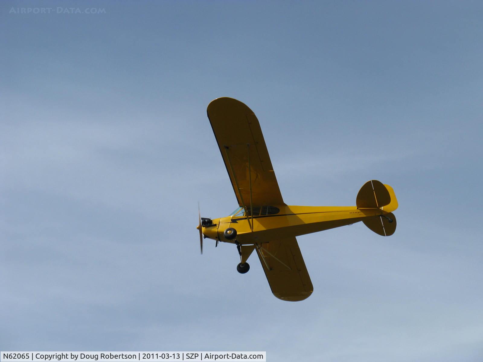 N62065, 1944 Piper J3C-65 Cub Cub C/N 13024, 1944 Piper J3C-65 CUB, Continental A&C65 65 Hp, takeoff climb Rwy 22