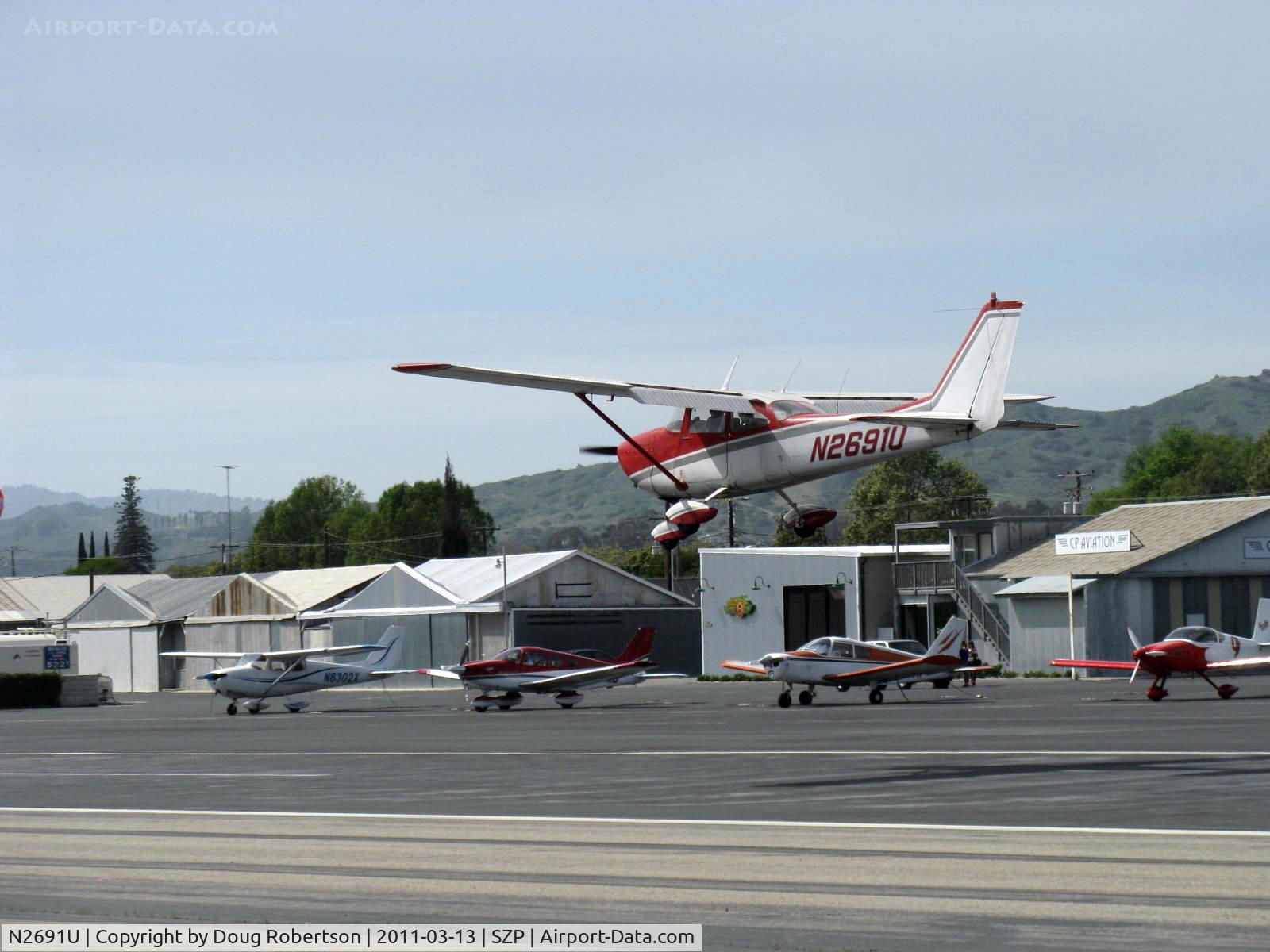 N2691U, 1963 Cessna 172D C/N 17250291, 1963 Cessna 172D SKYHAWK, Continental O-300 145 Hp, on final Rwy 22